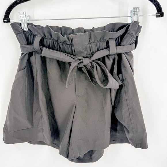 Athleta Black High Waist Shorts with Elegant Belt - Picture 2 of 5